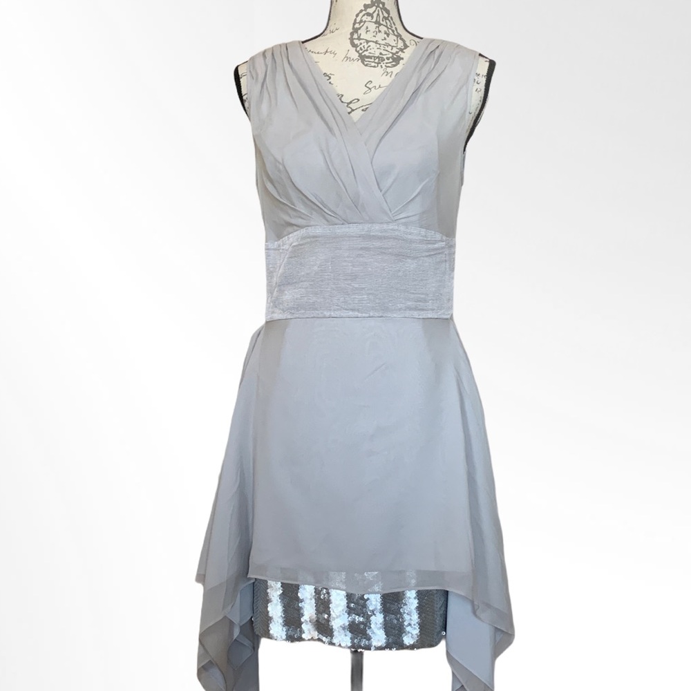 Reiss Light Gray High-Low Chiffon Dress